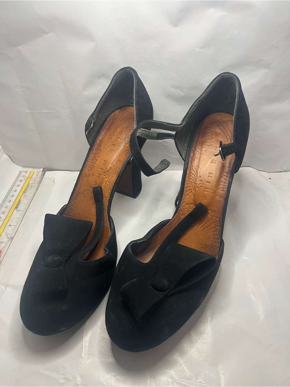 Chie Mihara dancing Black Suede block heels size 40